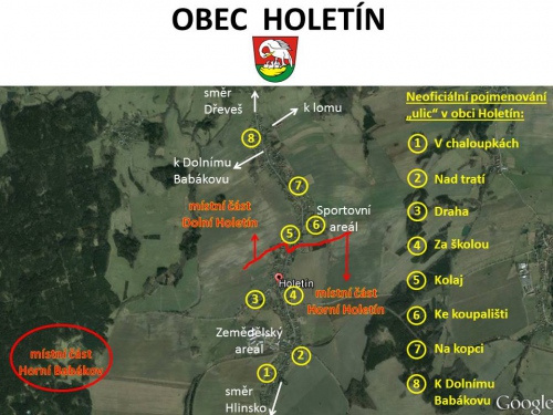 Mapa obce Holetín s místními částmi a názvy ulic.jpg